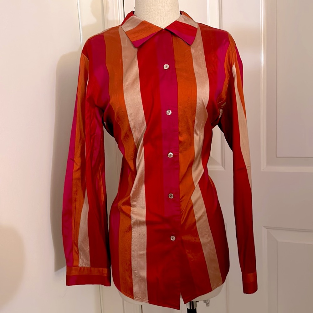 100% silk vintage striped button up blouse by Liz Claiborne